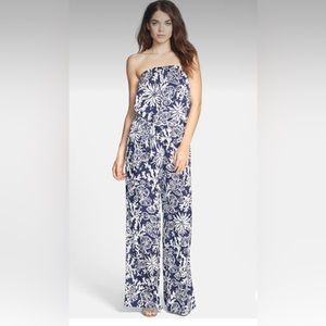 Lilly Pulitzer Farrah Jumpsuit NWT Retired Print Bright Navy In The Groove